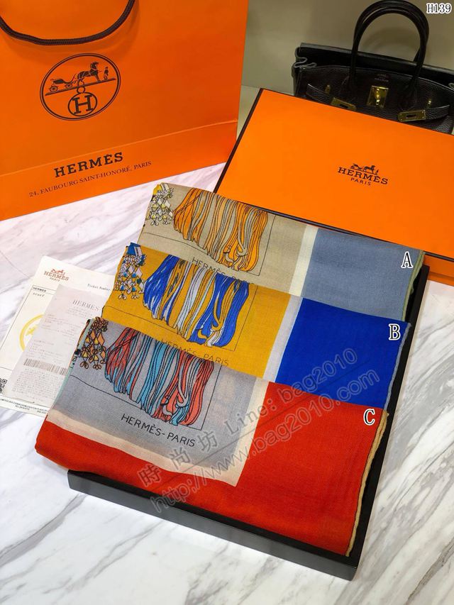 HERMES圍巾 愛馬仕最新款頂級絲羊絨方巾 H085 HERMES女頂級斜紋真絲絲巾  llwj6458